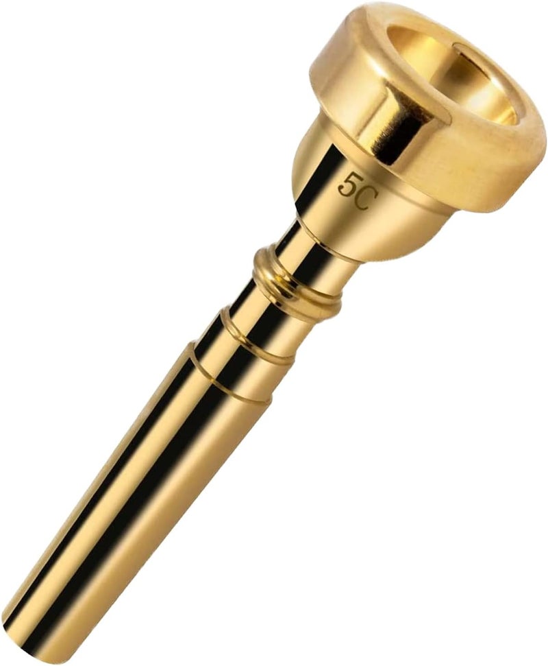 Cheerock 5C Trumpet Mouthpiece - Brass Gold Plated Compatible With Beginners and Professionals - Trumpet Accessories - Image 1